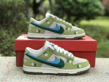 Authentic Nike Dunk Low Summit White/Fluorescent Green/Sakura/Jade Green