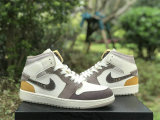 Authentic Air Jordan 1 Mid Sail/Taupe Haze-Fossil Stone