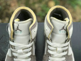 Authentic Air Jordan 1 Mid Sail/Taupe Haze-Fossil Stone