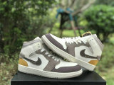 Authentic Air Jordan 1 Mid Sail/Taupe Haze-Fossil Stone