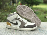 Authentic Air Jordan 1 Mid Sail/Taupe Haze-Fossil Stone