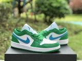 Authentic Air Jordan 1 Low GS Lucky Green/White