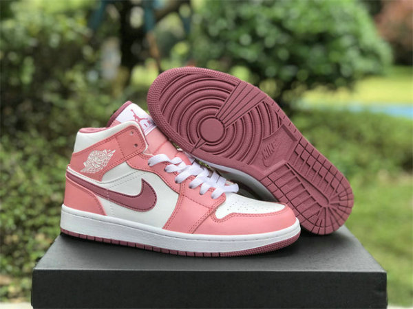 Authentic Air Jordan 1 Mid GS Desert Berry/Coral Chalk/White
