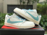 Authentic Travis Scott x Air Jordan 1 Low GS Tiffany Blue/White