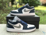 Authentic Air Jordan 1 Low GS True Blue/White/Grey