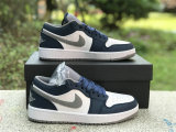 Authentic Air Jordan 1 Low GS True Blue/White/Grey
