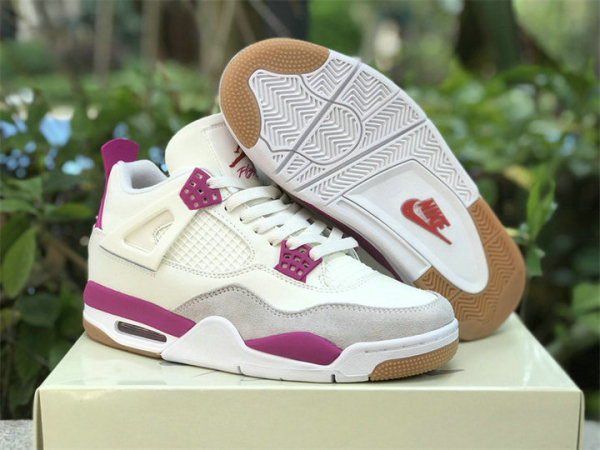 Authentic Nike SB x Air Jordan 4 GS White/Fuchsia