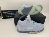 Authentic Air Jordan 5 Blue/Football Grey-Metallic Silver