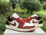 Authentic Air Jordan 1 Low White/Gym Red/Black-Sail