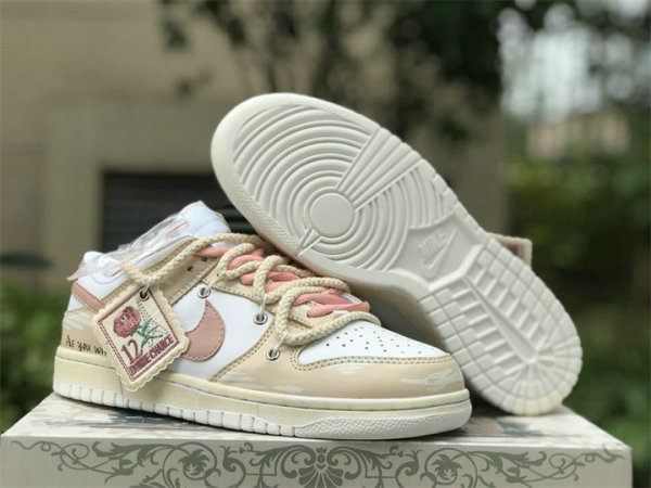 Authentic Nike Dunk Low White/MTLC RED BRONZE
