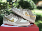 Authentic Nike Dunk Low Beige/White/Gold