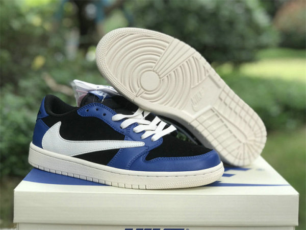 Authentic Travis Scott x Air Jordan 1 Low GS Black/Blue/White