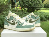 Authentic Air Jordan 1 Low Sail/Oil Green/Voile