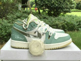 Authentic Air Jordan 1 Low Sail/Oil Green/Voile