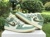 Authentic Air Jordan 1 Low Sail/Oil Green/Voile