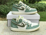 Authentic Air Jordan 1 Low Sail/Oil Green/Voile