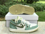 Authentic Air Jordan 1 Low Sail/Oil Green/Voile