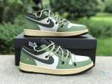 Authentic Air Jordan 1 Low Sail/Oil Green/Black