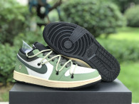 Authentic Air Jordan 1 Low GS Sail/Oil Green//Black