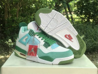 Authentic Air Jordan 4 GS Light Green/White/Forest Green