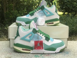 Authentic Air Jordan 4 GS Light Green/White/Forest Green