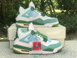 Authentic Air Jordan 4 GS Light Green/White/Forest Green