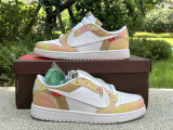 Authentic Air Jordan 1 Low Rainbow/White/Apricot