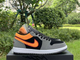 Authentic Air Jordan 1 Low Light Graphite/Vivid Orange