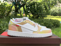 Authentic Air Jordan 1 Low GS Rainbow/White/Apricot