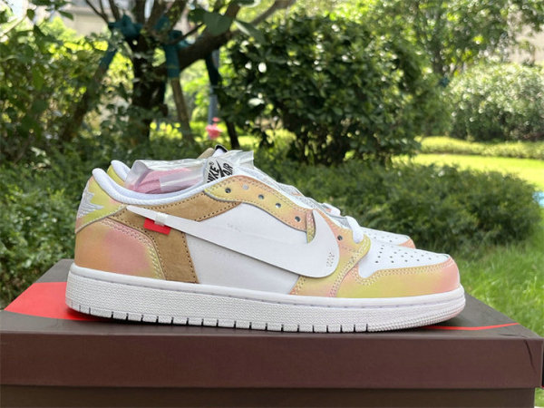 Authentic Air Jordan 1 Low GS Rainbow/White/Apricot