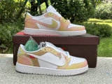 Authentic Air Jordan 1 Low Rainbow/White/Apricot