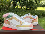 Authentic Air Jordan 1 Low Rainbow/White/Apricot