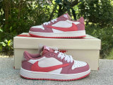 Authentic Travis Scott x Air Jordan 1 Low White/Pink Barb