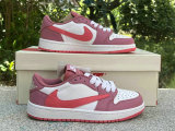 Authentic Travis Scott x Air Jordan 1 Low White/Pink Barb