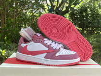 Authentic Travis Scott x Air Jordan 1 Low GS White/Pink Barb
