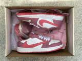 Authentic Travis Scott x Air Jordan 1 Low White/Pink Barb