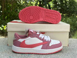 Authentic Travis Scott x Air Jordan 1 Low White/Pink Barb