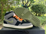 Authentic Air Jordan 1 Mid Grey/Green
