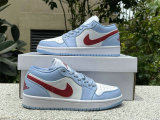 Authentic Air Jordan 1 Low GS White/Blue/Red