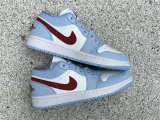 Authentic Air Jordan 1 Low GS White/Blue/Red