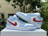 Authentic Air Jordan 1 Low GS White/Blue/Red