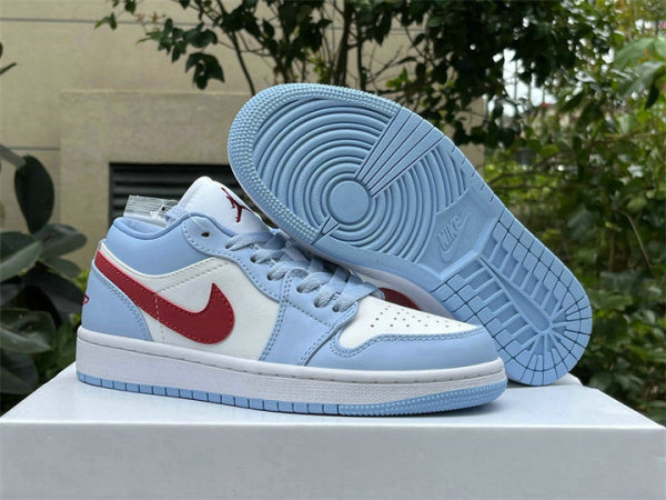 Authentic Air Jordan 1 Low White/Blue/Red