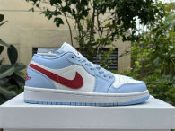 Authentic Air Jordan 1 Low GS White/Blue/Red