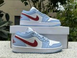 Authentic Air Jordan 1 Low GS White/Blue/Red
