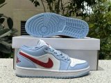 Authentic Air Jordan 1 Low GS White/Blue/Red