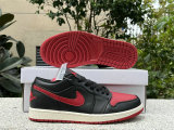 Authentic Air Jordan 1 Low Black/Gym Red-Sail