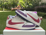 Authentic Travis Scott x Air Jordan 1 Low GS Purple/Red