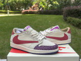 Authentic Travis Scott x Air Jordan 1 Low GS Purple/Red