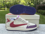 Authentic Travis Scott x Air Jordan 1 Low GS Purple/Red