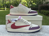 Authentic Travis Scott x Air Jordan 1 Low GS Purple/Red